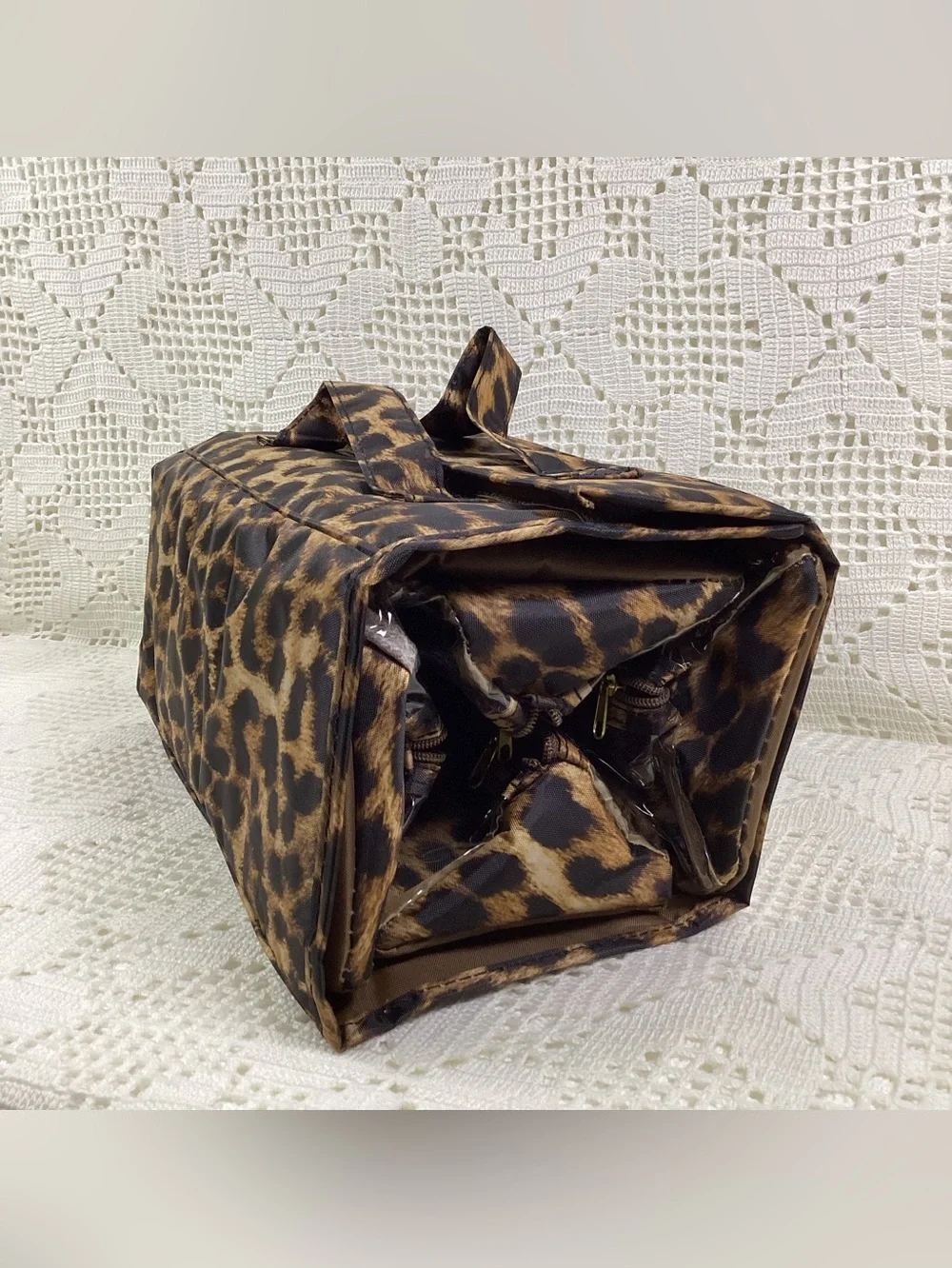 Joy Mangano Large Leopard Print Cosmetic Bag - Brown